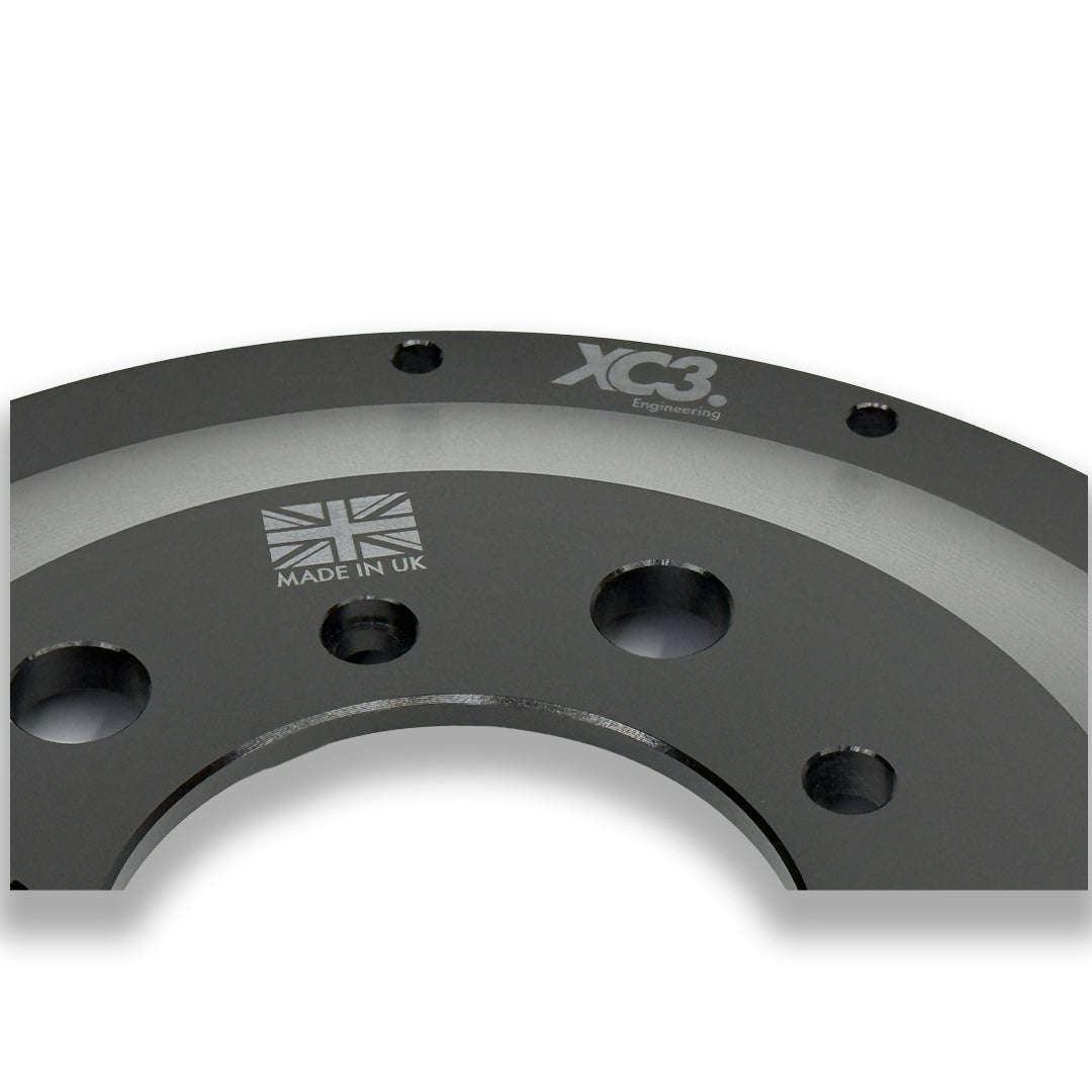 BMW M2 F87, M3 F80, M4 F82 custom brake rotor bells for AP Racing CP9660 calipers, 368mm diameter, XC3 Engineering.
