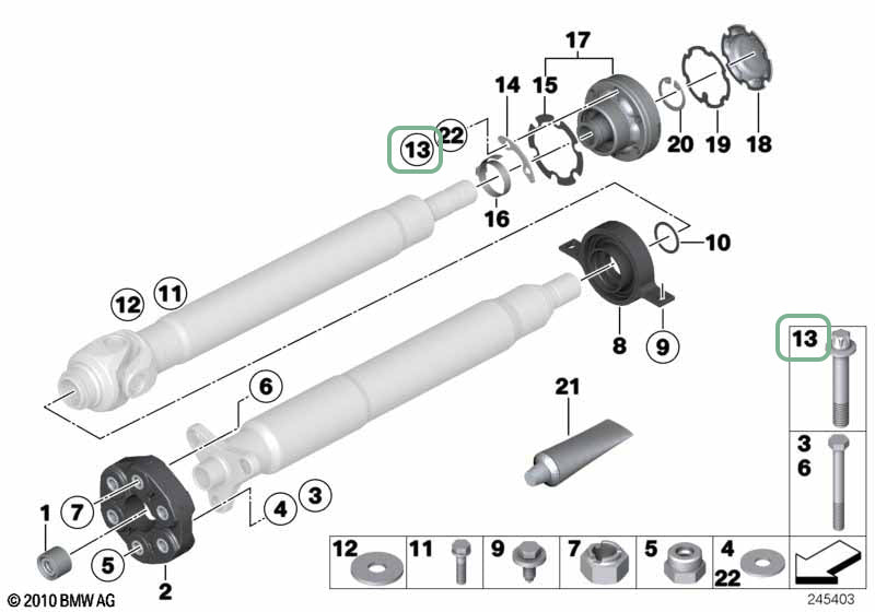 XC3 Engineering BMW M3 E9X E92 upgraded propshaft drive shaft bolts for drivetrain components, shown on a metallic surface.