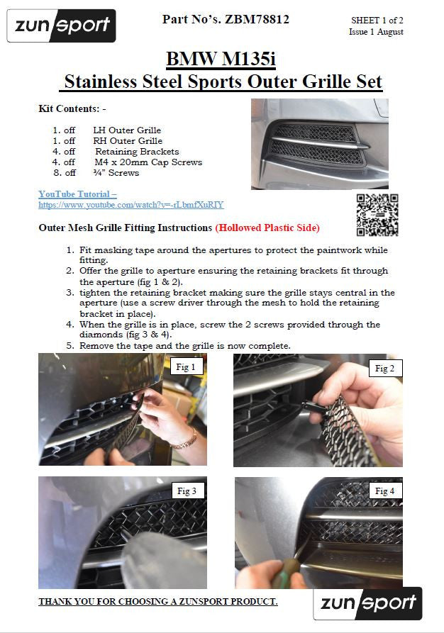 BMW M135i - Front Grille Set
