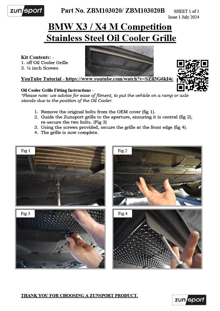 BMW X3 / X4 M Competition - Oil Cooler Grille