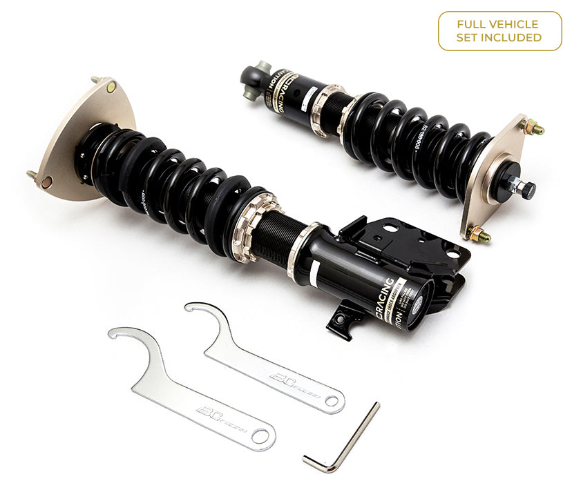 BC Racing coilovers for Volkswagen Golf, Jetta, Corrado Mk3, and A3 suspension upgrade with adjustable shock absorbers.