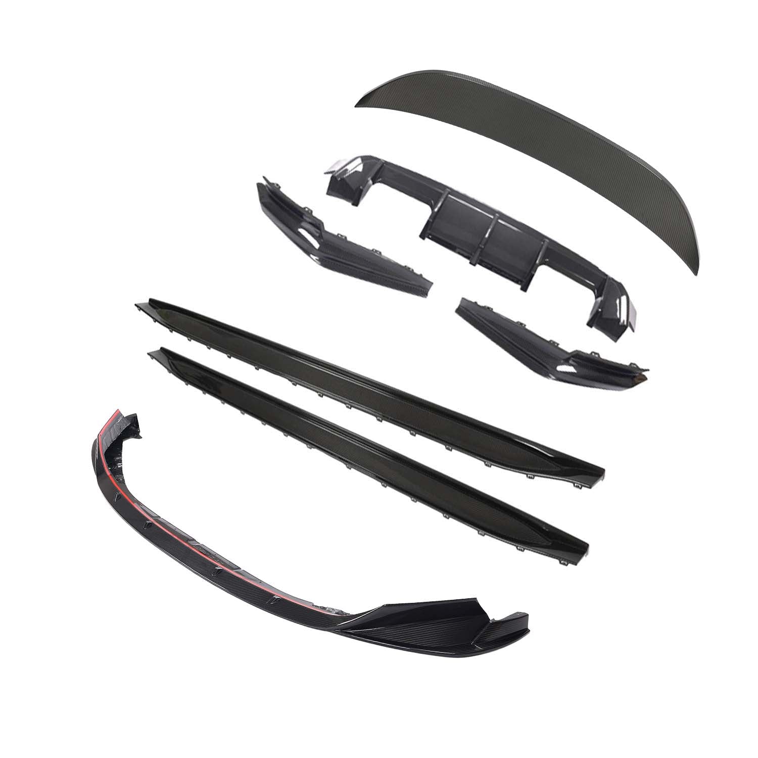BMW G80 M3 CT Carbon full carbon fibre kit, including front splitter and side components, showcasing a sleek, lightweight design.
