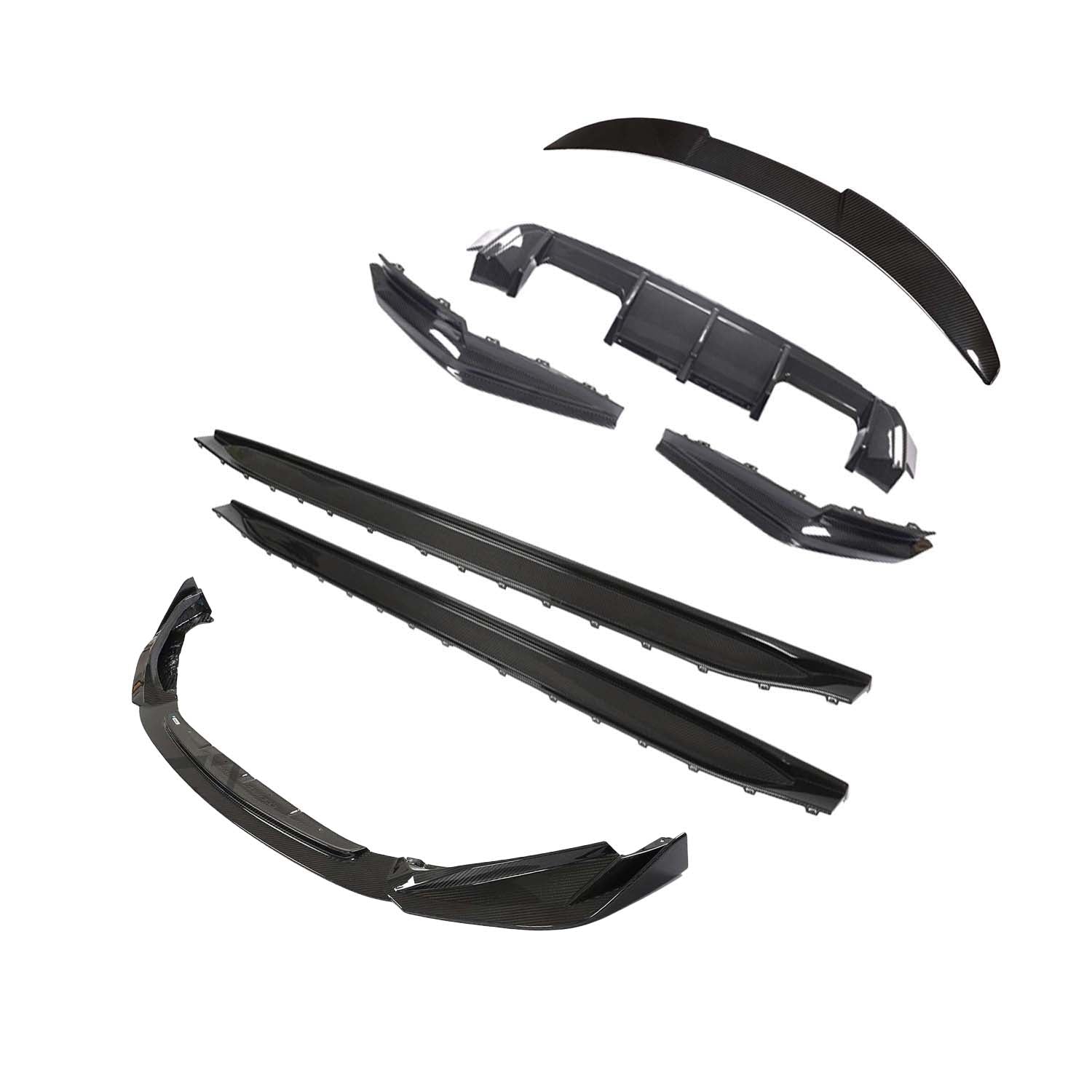 BMW G80 M3 full carbon fiber kit by CT Carbon, showing front splitter and aerodynamic body enhancements on the car.