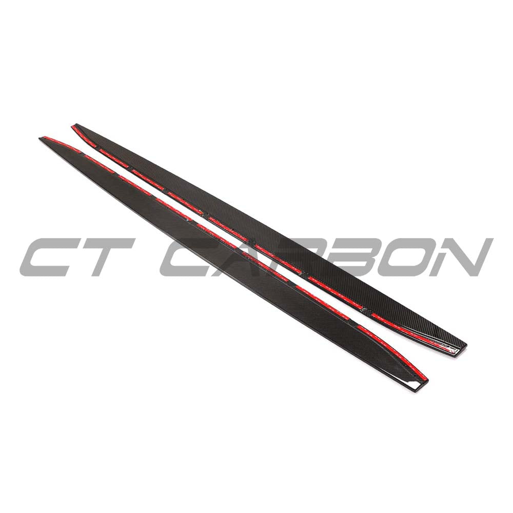 BMW G80 M3 full carbon fibre kit by CT Carbon, featuring side skirts with a sleek, high-quality V8 design.
