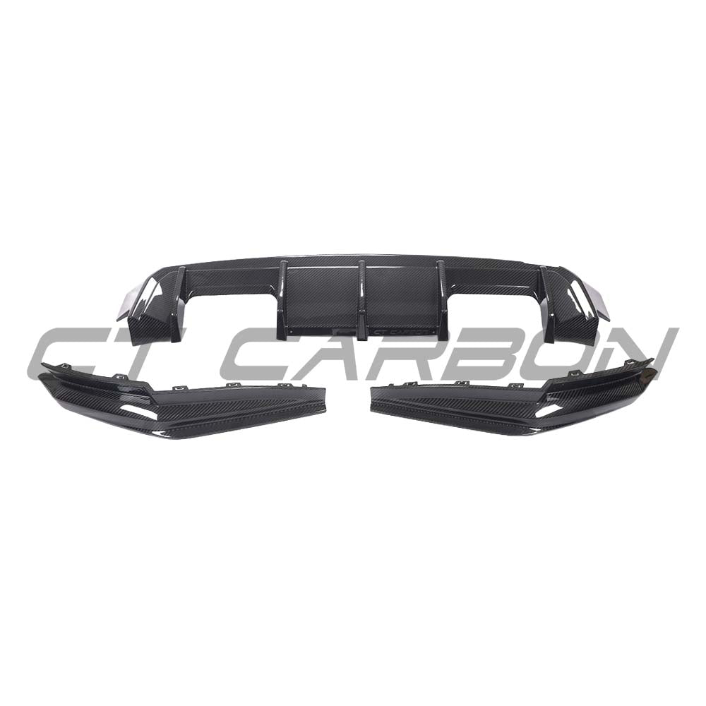 BMW G80 M3 full carbon fibre kit by CT Carbon, featuring a sleek diffuser and aerodynamic components on a sporty car.