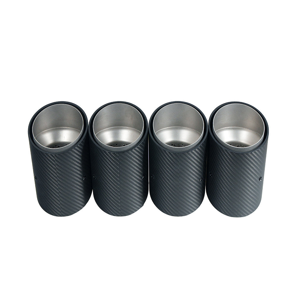 BMW G90 M5 and G99 M5 Touring 2024 carbon fibre slash cut exhaust tips by CT Carbon, chrome finish, sleek design.