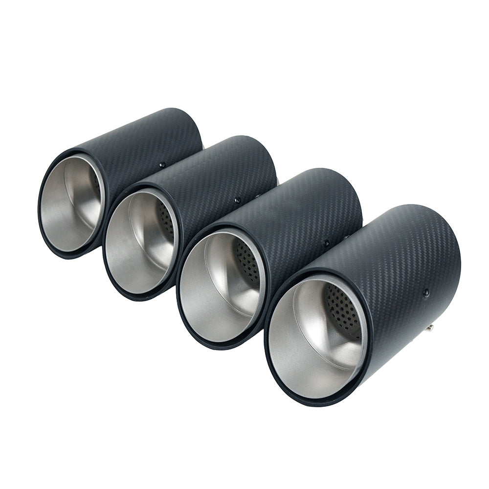 BMW G90 G99 M5 Carbon Fibre Slash Cut Exhaust Tips by CT Carbon, chrome finish, stylish and durable automotive exhaust accessory.