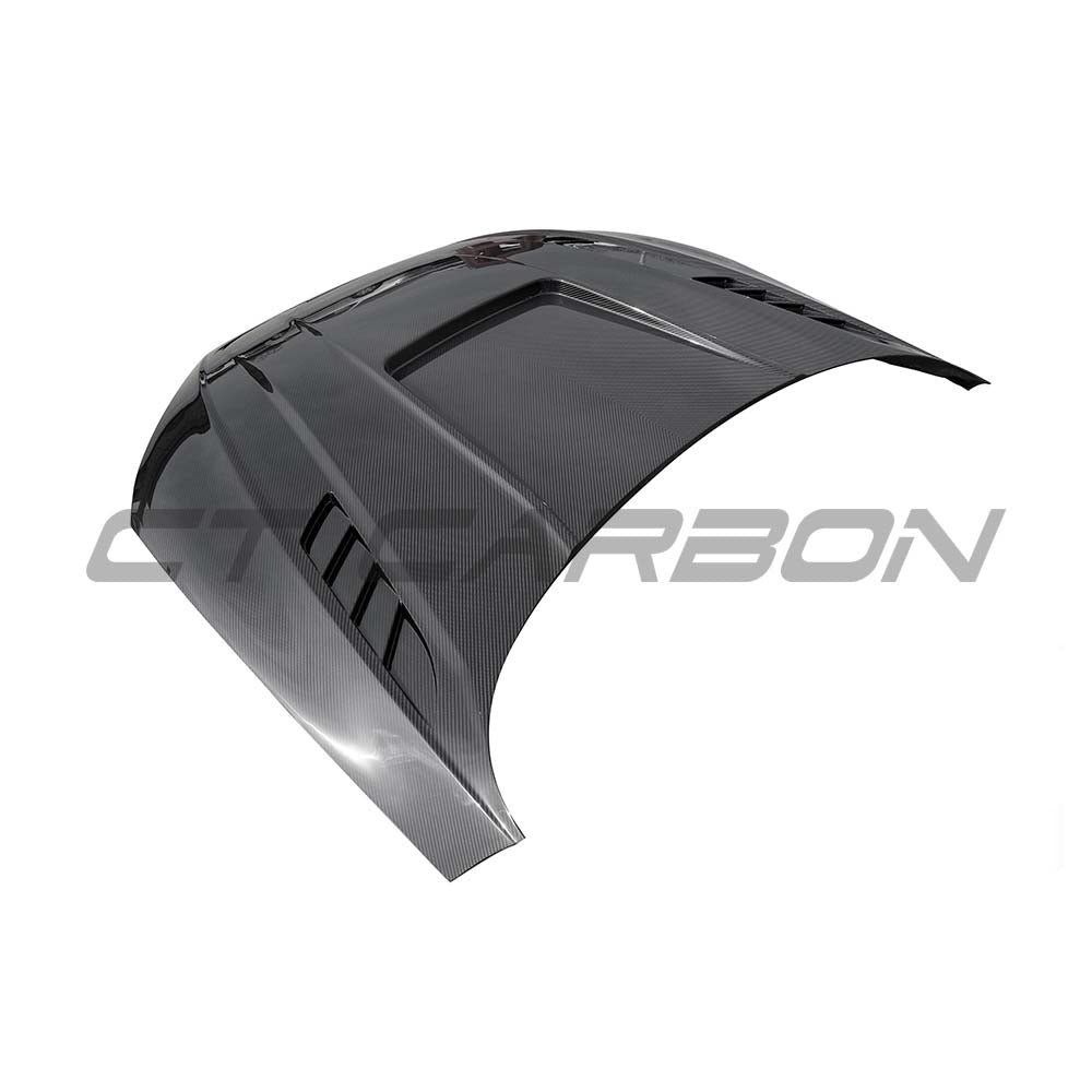 Full car carbon fiber kit for Audi RS6 C8 2019+ by CT Carbon, showing detailed carbon fiber panels and aerodynamic design.