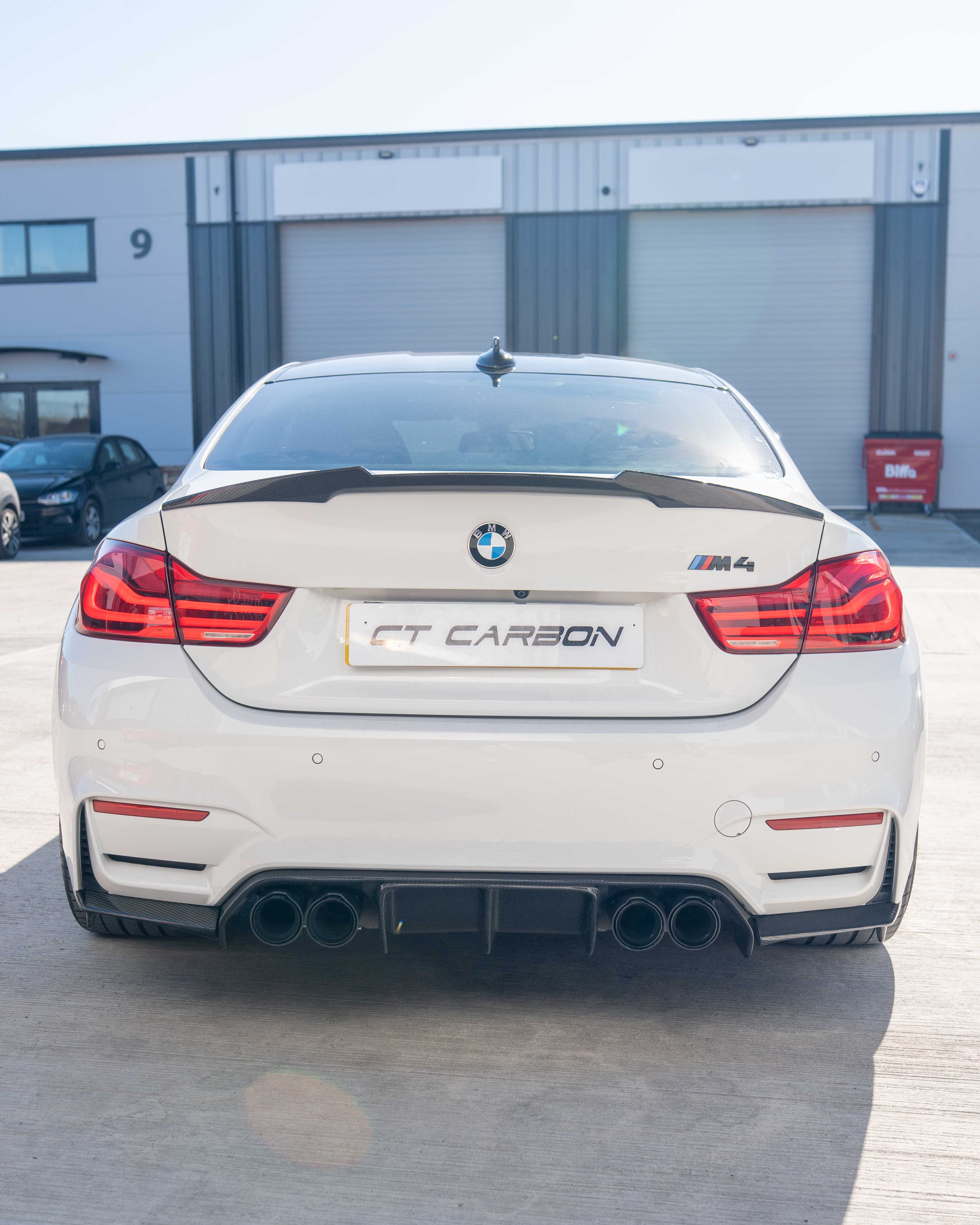 BMW F82 M4 coupe 2014-2020 CT Carbon full carbon fibre kit, front and rear components, detailed close-up image.