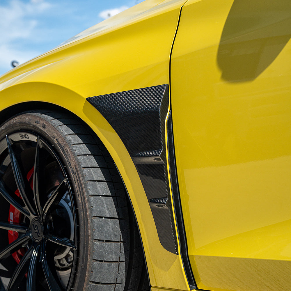 CT Carbon Audi RS3 8Y 2022+ carbon fibre front fender trim accessory, showcasing sleek, lightweight design and precise fit.