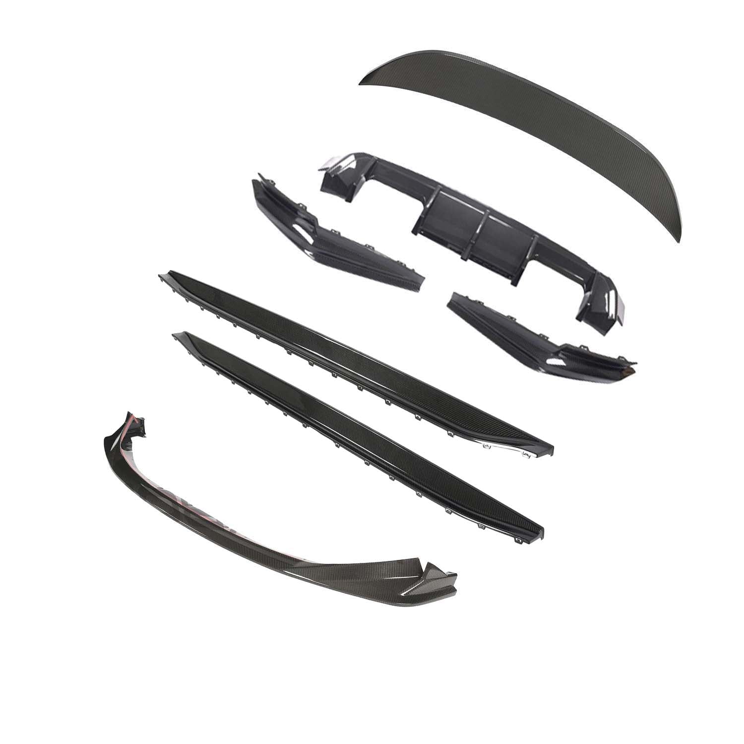 BMW G80 M3 full carbon fiber kit by CT Carbon, showing detailed panels and components of the performance enhancement kit.