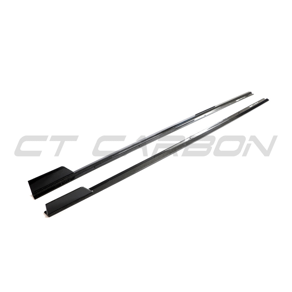 Hyundai i30N carbon fiber side skirts by CT Design, showcasing sleek, lightweight automotive side skirts for sporty styling.