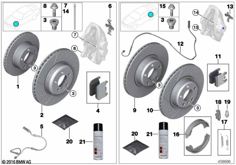 Genuine BMW 1/2/3/4 Series Front Drilled Discs Pair M135i M140i M235i M240i 34106797602