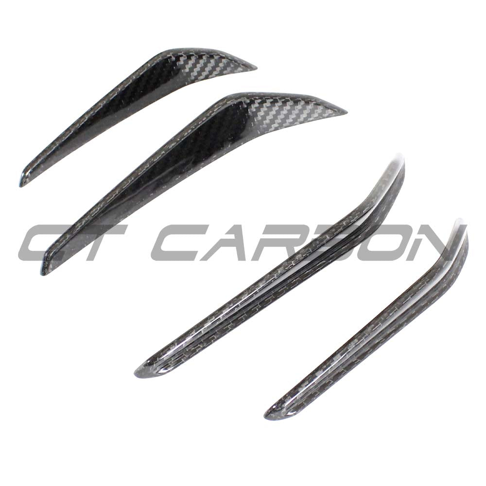 CT Carbon carbon fiber front bumper canards for BMW M3 M4 G80 G82 G83 2021+ accessories, shown on a sporty vehicle.