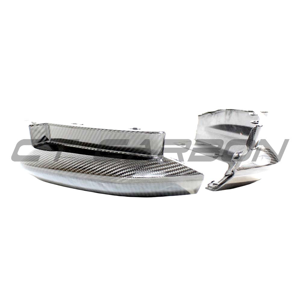 BMW M3 G80 G81 carbon fibre rear bumper corners accessory by CT Carbon, showing sleek, lightweight design on a white background.