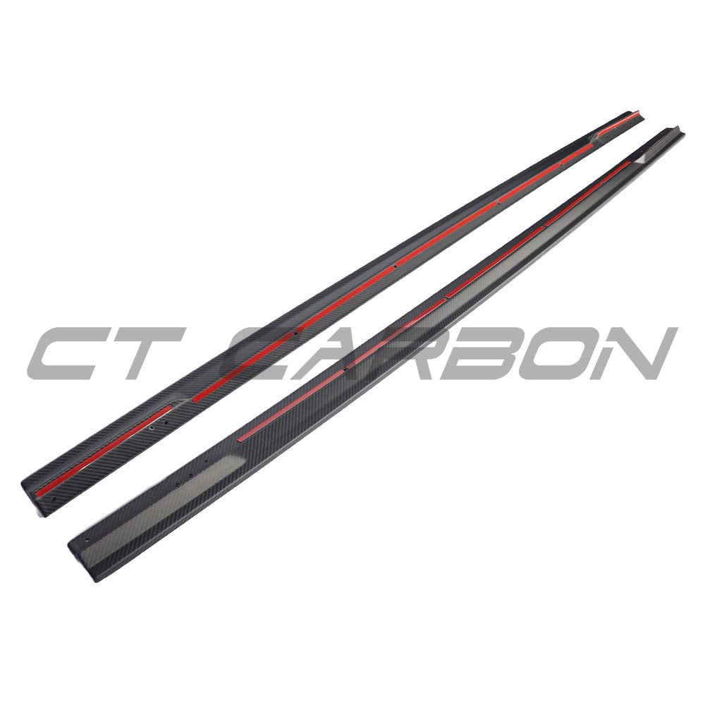 Audi RS6 C8 full matte carbon fibre kit by CT Carbon, showcasing sleek, textured carbon fibre components on vehicle parts.