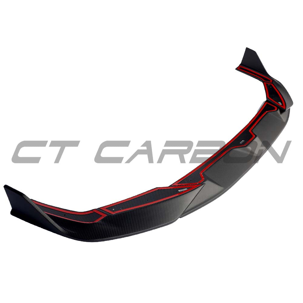 CT Carbon Audi RS6 C8 full matte carbon fiber kit, including front splitter, side skirts, and rear diffuser, applied on the car.