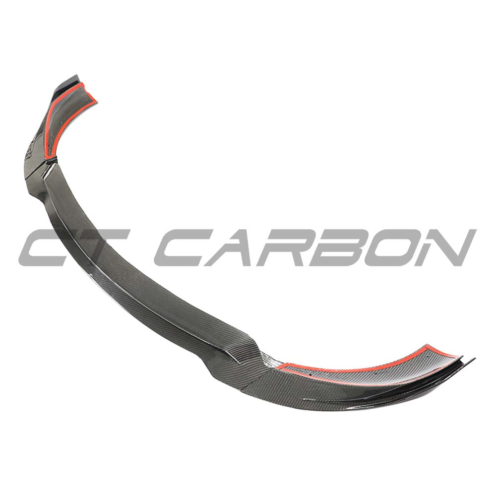 CT Carbon Mercedes E63 W213 2018-2020 pre-facelift carbon fibre splitter, close-up view showing detailed design and texture