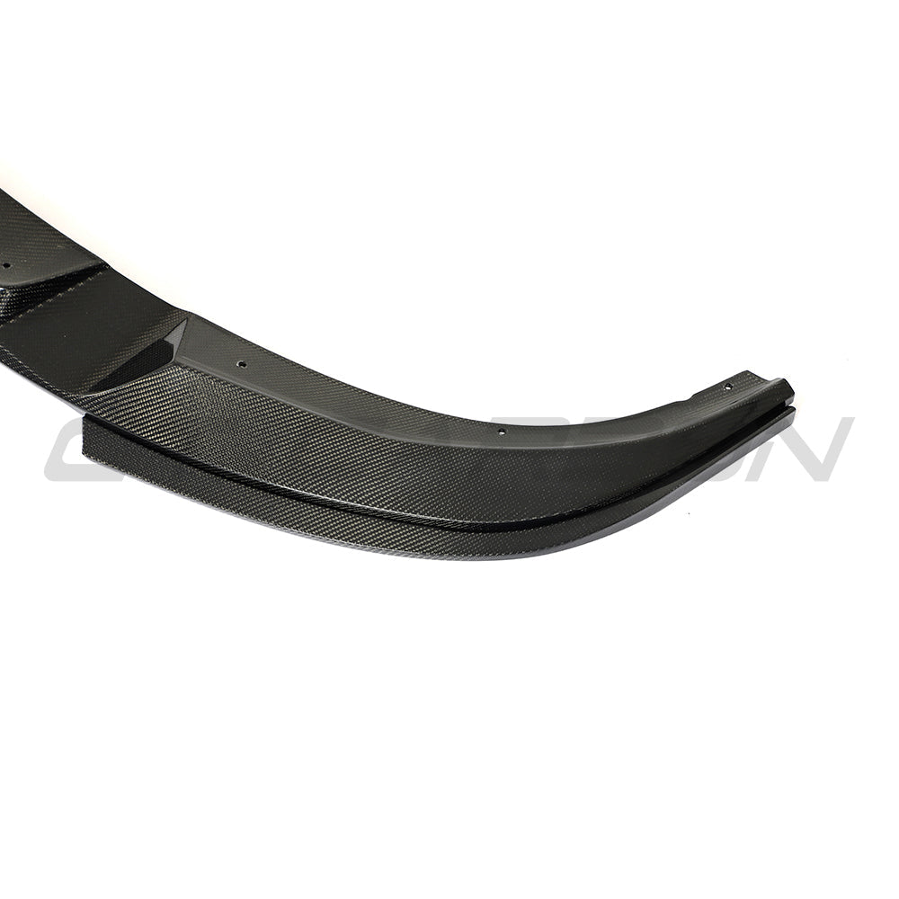 BMW 4 Series G26 and i4 carbon fibre splitter V2 by CT Carbon, showing the sleek, aerodynamic front splitter on the vehicle.