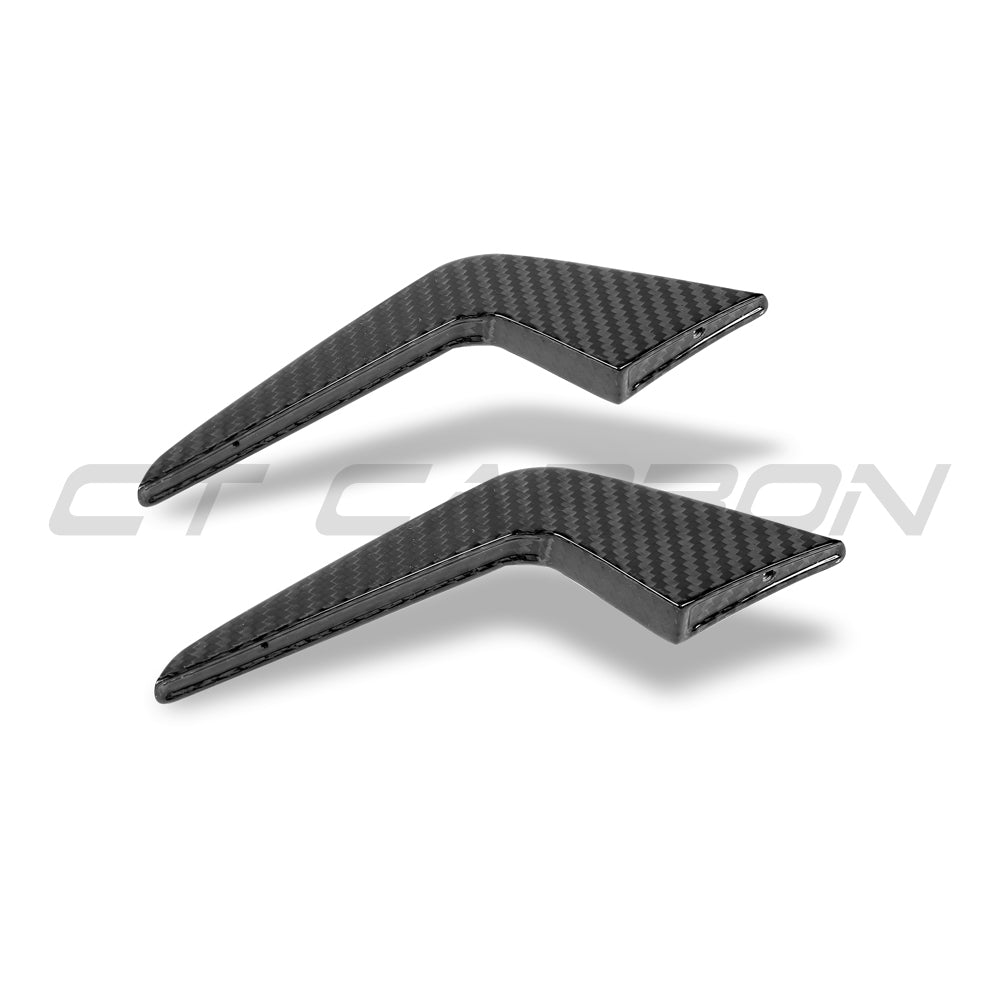 CT Carbon carbon fibre canards for Audi RS5 B9.5 Sportback and Coupe 2020-2025, aerodynamic exterior accessories on a sleek car.