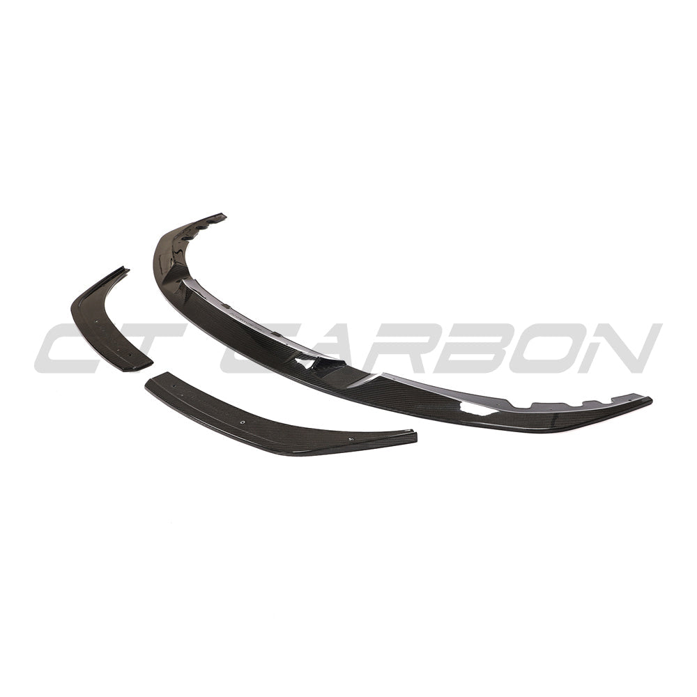 BMW G22 4 Series 2020+ CT Carbon fiber kit, V5, includes front splitter, side skirts, and rear diffuser on a car.