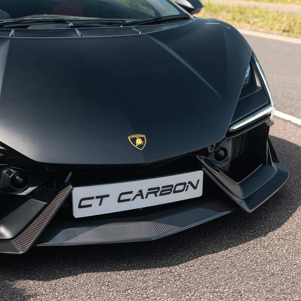 Lamborghini Revuelt full carbon fibre kit by CT Carbon, showing detailed carbon fiber components and sleek design.