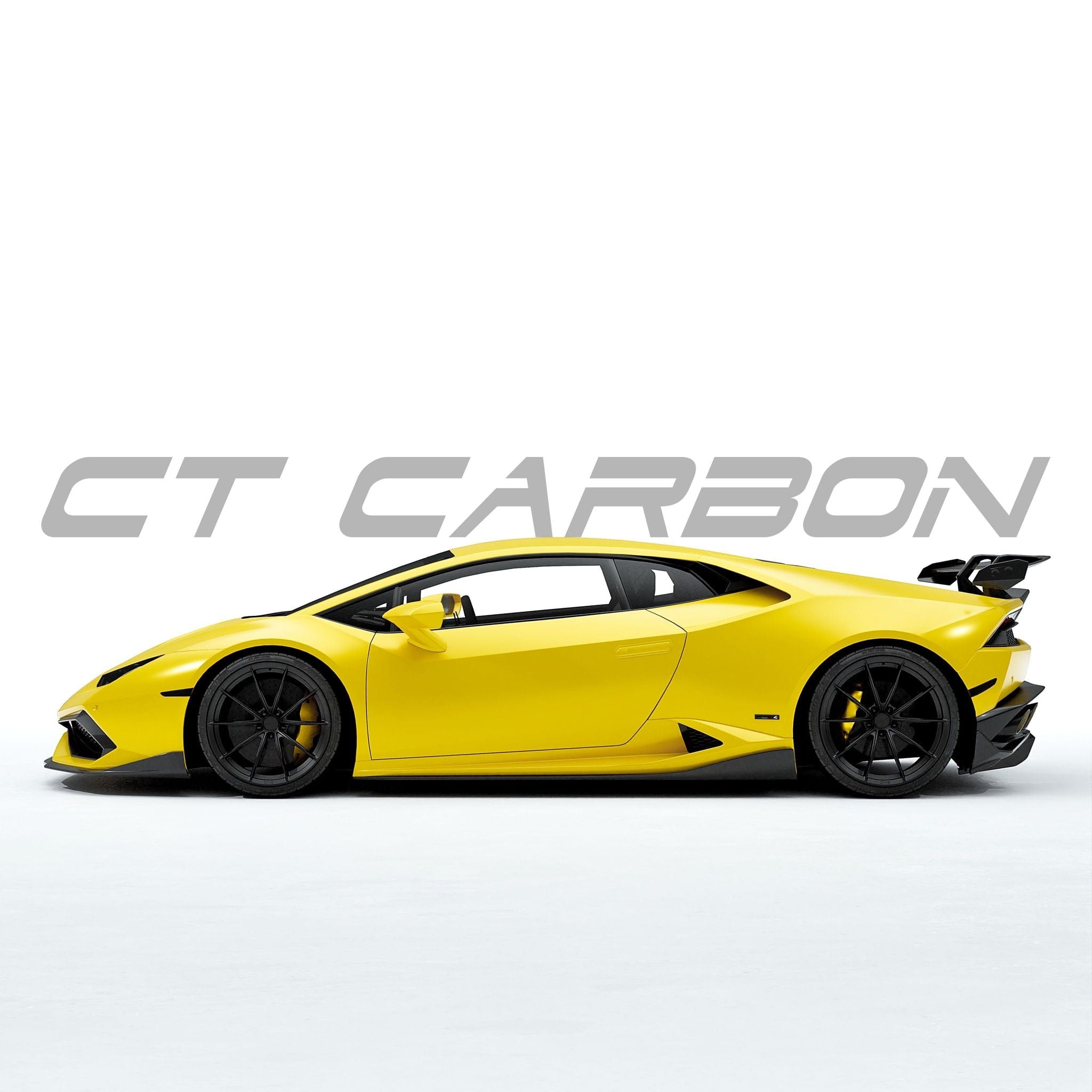 Lamborghini Huracan LP-610 carbon fibre side skirts by CT Carbon, showcasing sleek aerodynamic design and lightweight construction.