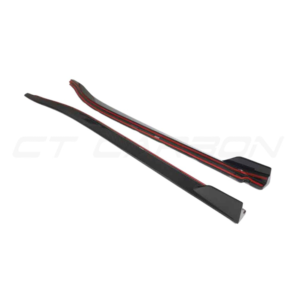 Lotus Emira full carbon fiber side skirts kit by CT Design, featuring sleek, lightweight carbon fiber accents on the car's sides.
