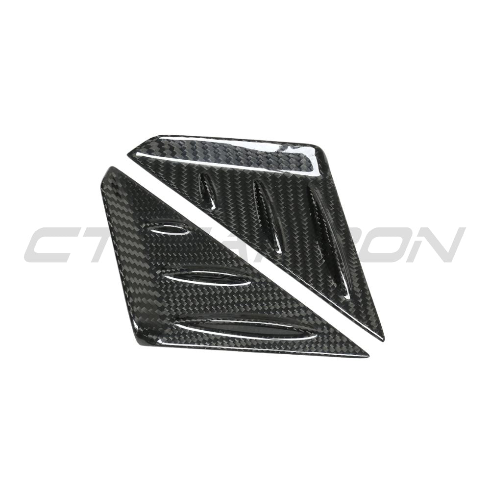 CT Carbon Porsche 911 and Cayman carbon fibre A-pillar trim accessory showing sleek, lightweight carbon fibre finish on car pillars.