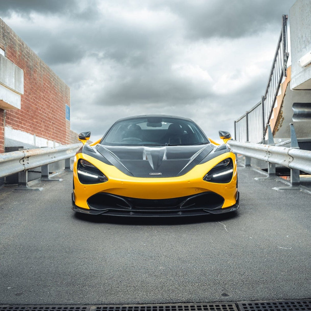 MCLAREN 720S carbon fibre CT Design bonnet, lightweight automotive hood with sleek carbon fiber finish and detailed craftsmanship.