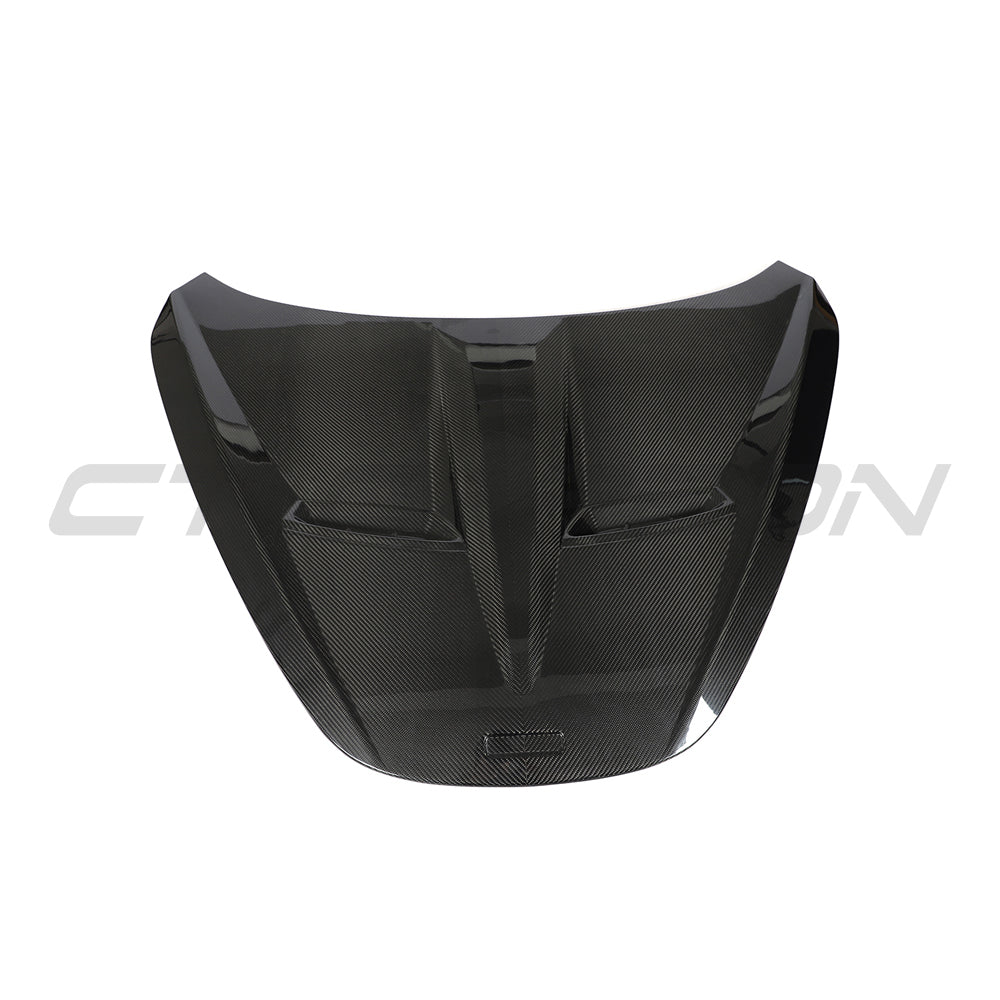 MCLAREN 720S carbon fibre bonnet with CT Design details, featuring a sleek, lightweight aerodynamic car hood.