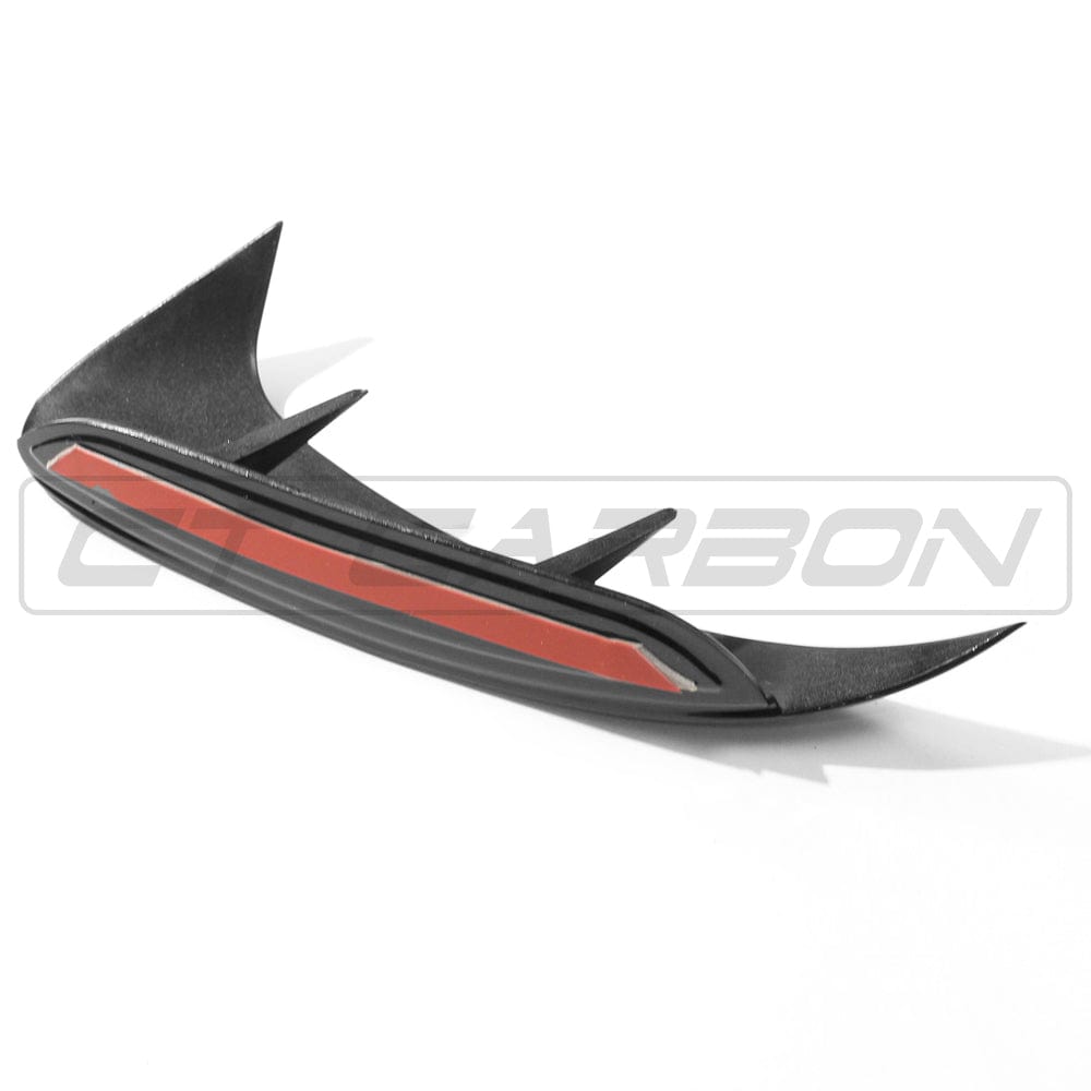 Mercedes A-Class A35 V177 gloss black rear bumper corners accessories by CT Carbon, close-up view of the sleek, glossy black automotive trim.