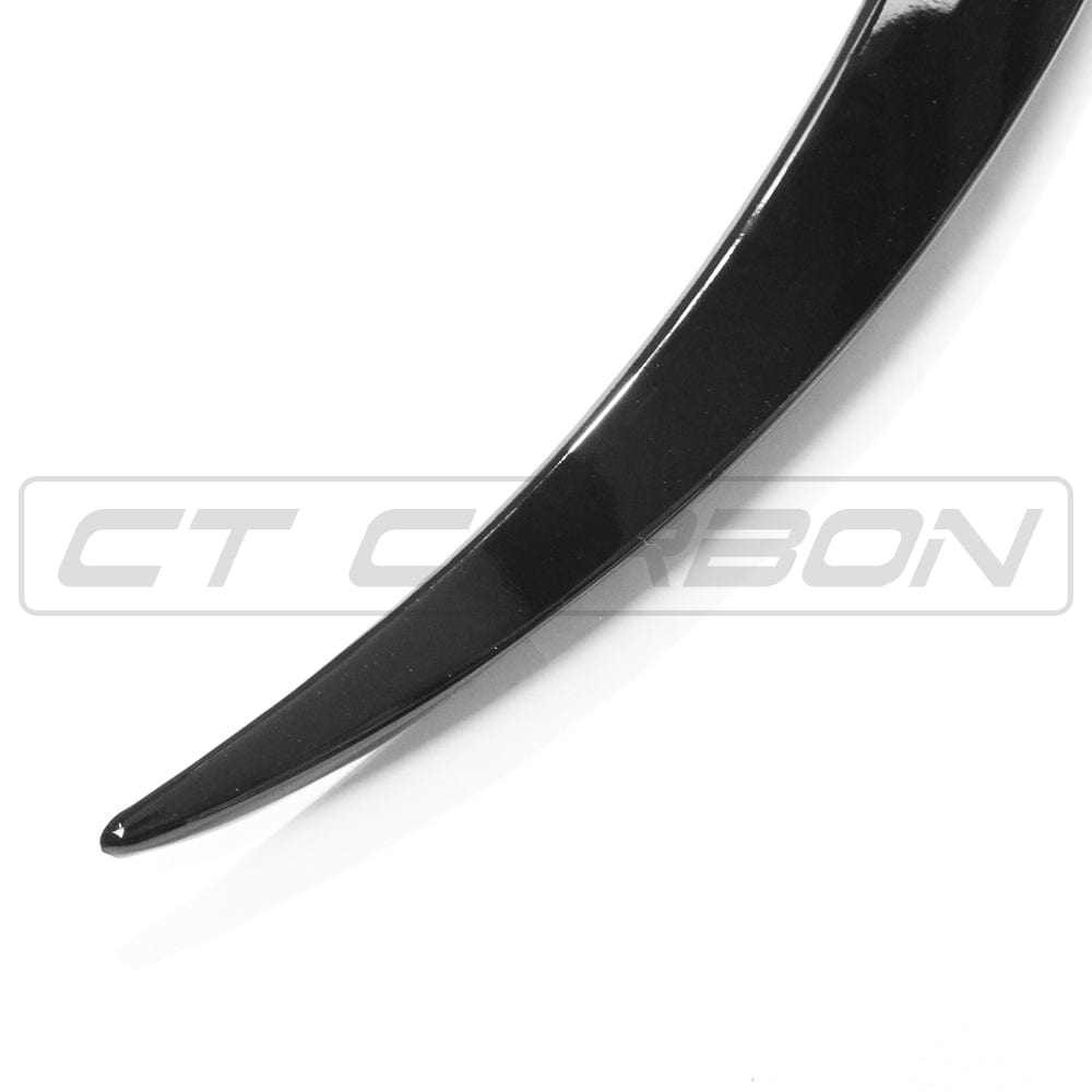 Gloss black spoiler for Mercedes C-Class C63 W205 saloon by CT Carbon, designed for 2014-2022 models, shown on the car.