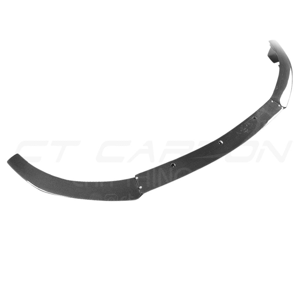 Mercedes C63 W205 coupe carbon fiber splitter by CT Carbon, featuring a sleek B-style design for enhanced aerodynamics.