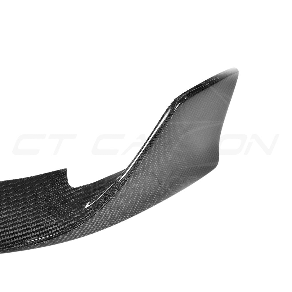 Mercedes C63 W205 coupe carbon fiber splitter V2 by CT Carbon, showing the sleek, aerodynamic front splitter with carbon fiber finish.