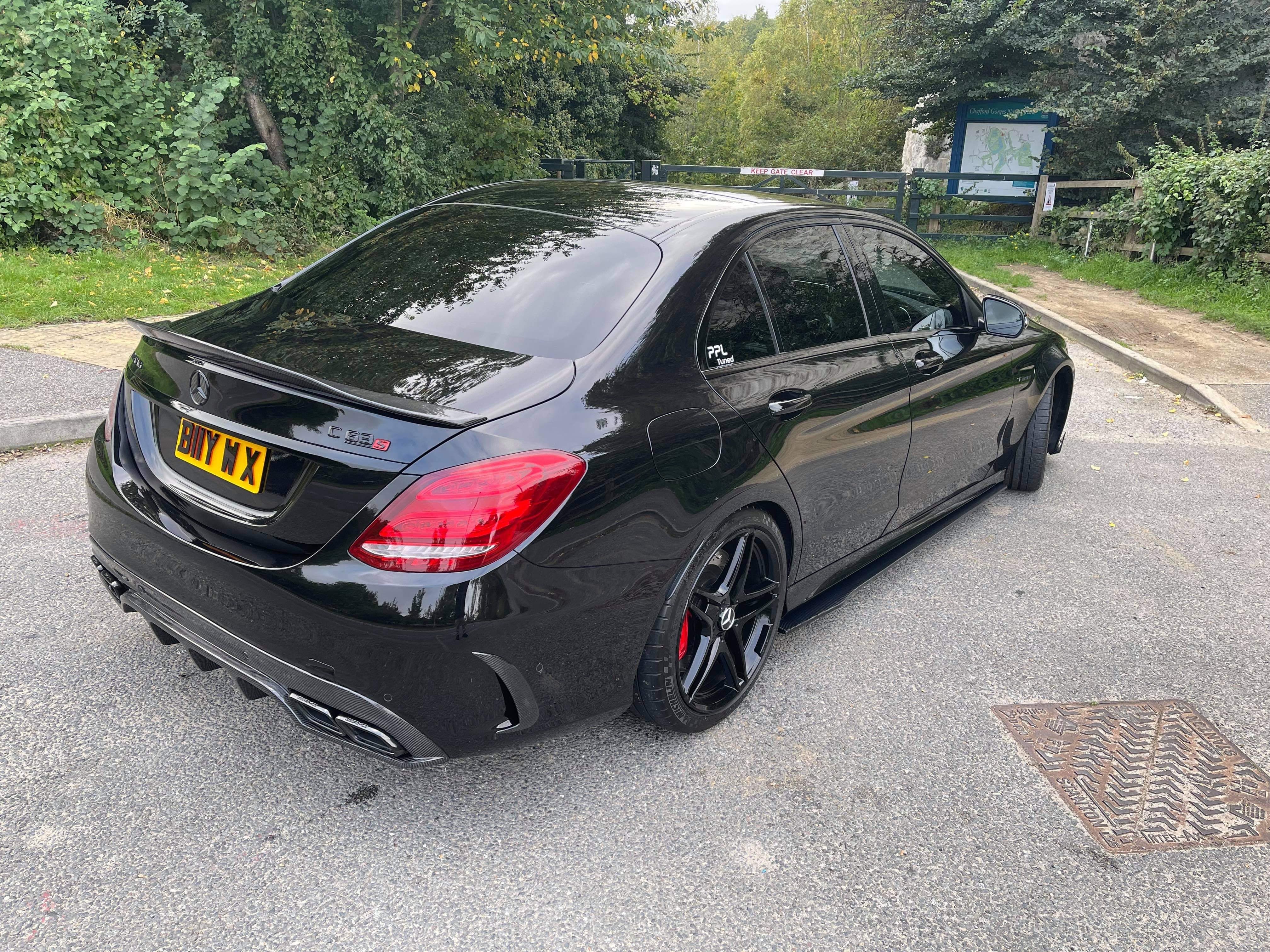 Mercedes C63 W205 saloon full carbon fibre kit by CT Carbon, featuring PS style enhancements on the car's exterior.