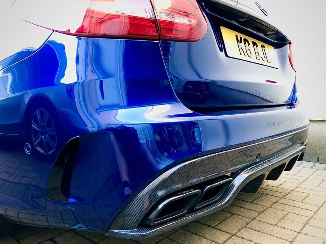 Mercedes C63 W205 saloon full carbon fiber kit by CT Carbon, featuring PS Style design on the car's exterior.