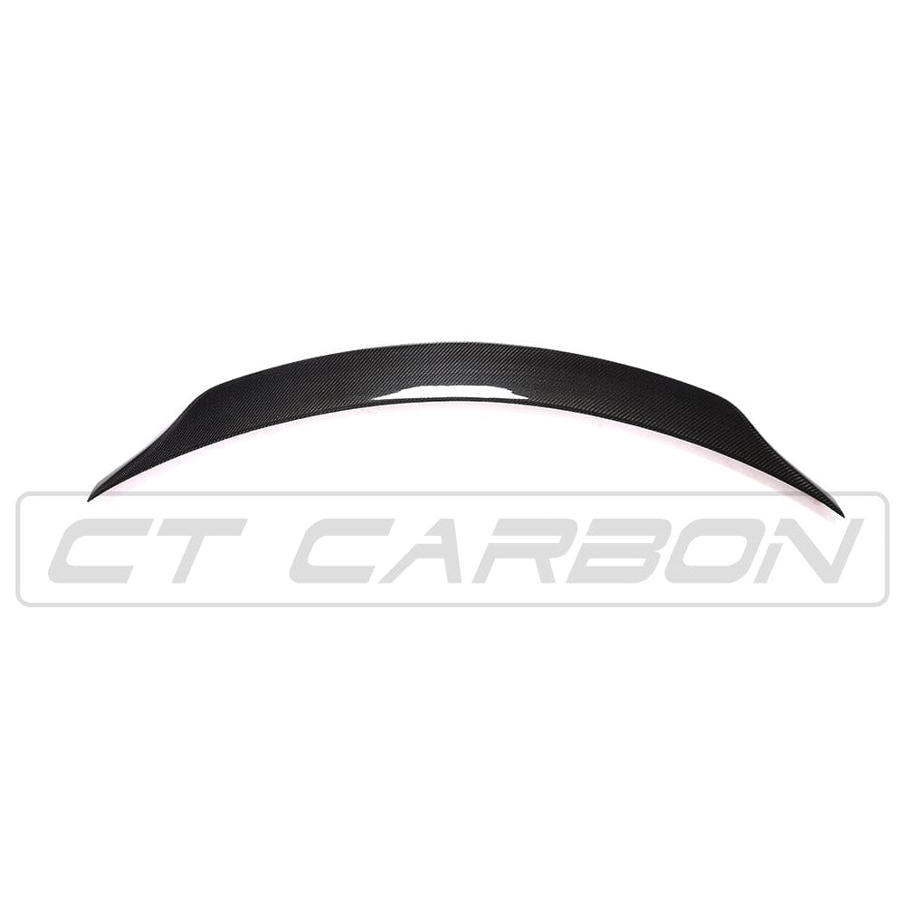 Mercedes C63/C Class W205 saloon carbon spoiler by CT Carbon, showing the sleek black V2 design on the car's trunk lid.