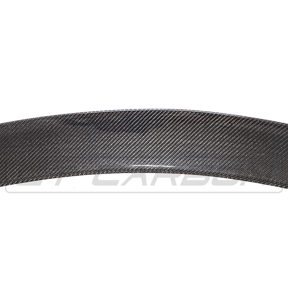 Mercedes C63/C Class W205 saloon carbon spoiler by CT Carbon, V2 design, mounted on the vehicle's rear for sporty aerodynamic look.