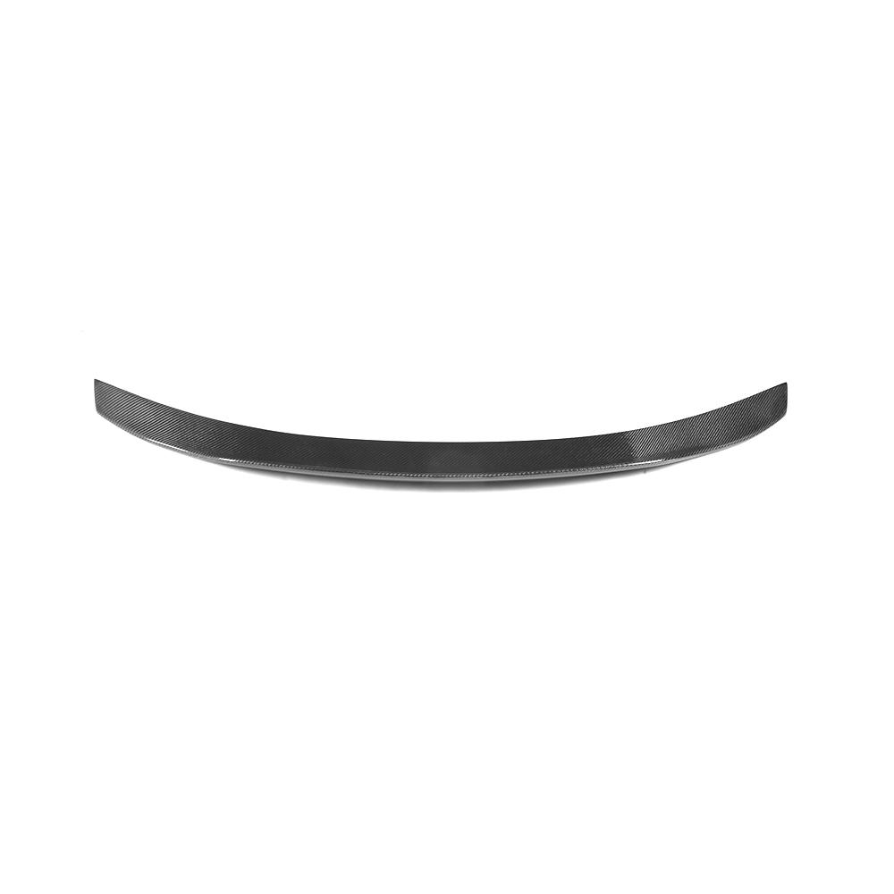Carbon spoiler for Mercedes C63/C63S W205 saloon, V1 ducktail style by CT Carbon, shown on sleek car exterior.