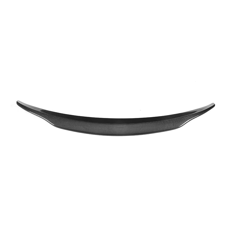 Mercedes C63/C63S W205 sedan carbon spoiler, V1 ducktail style by CT Carbon, showcasing sleek aerodynamic design.