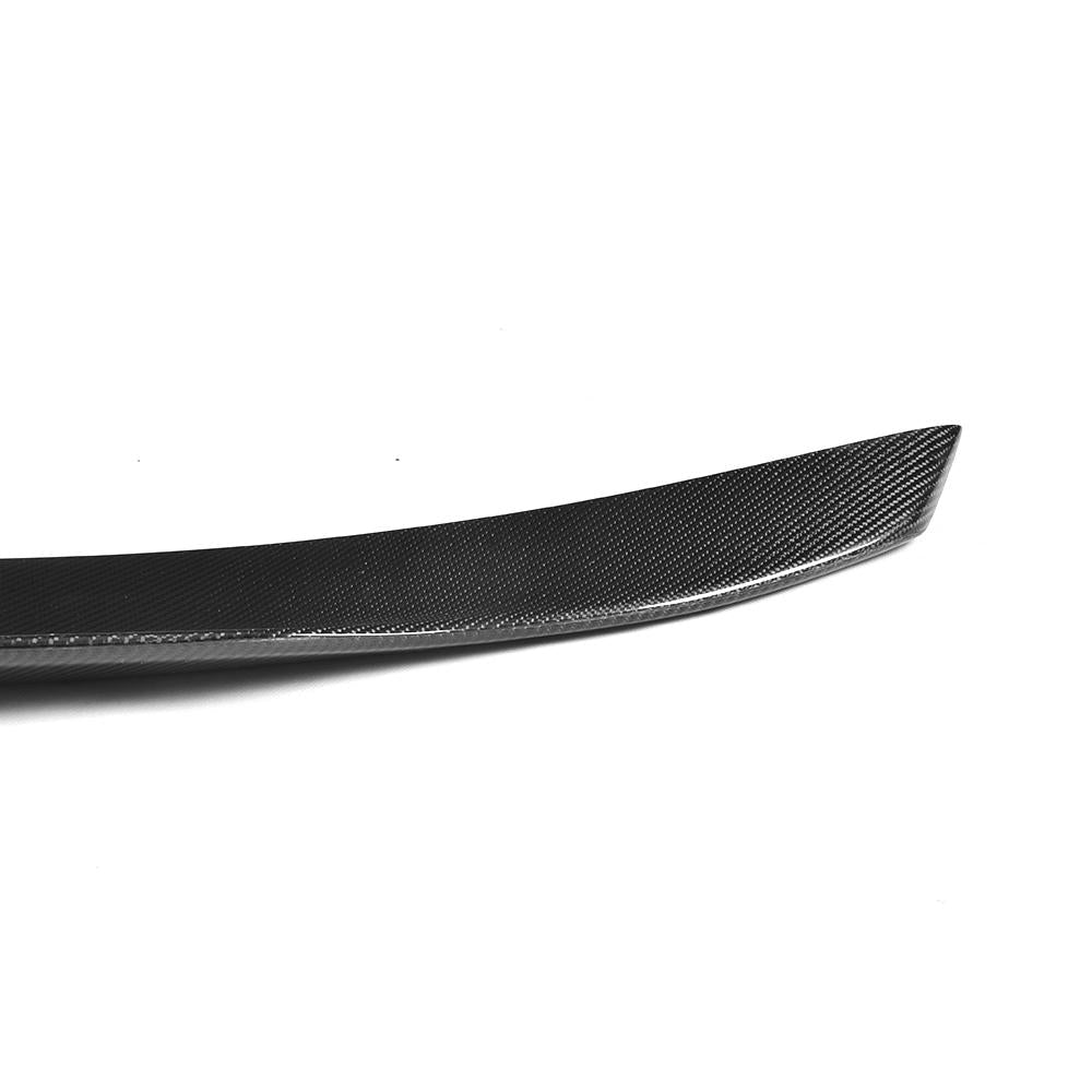 Carbon spoiler for Mercedes C63/C63S W205 saloon, V1 ducktail style by CT Carbon, designed for sporty aerodynamic enhancement.