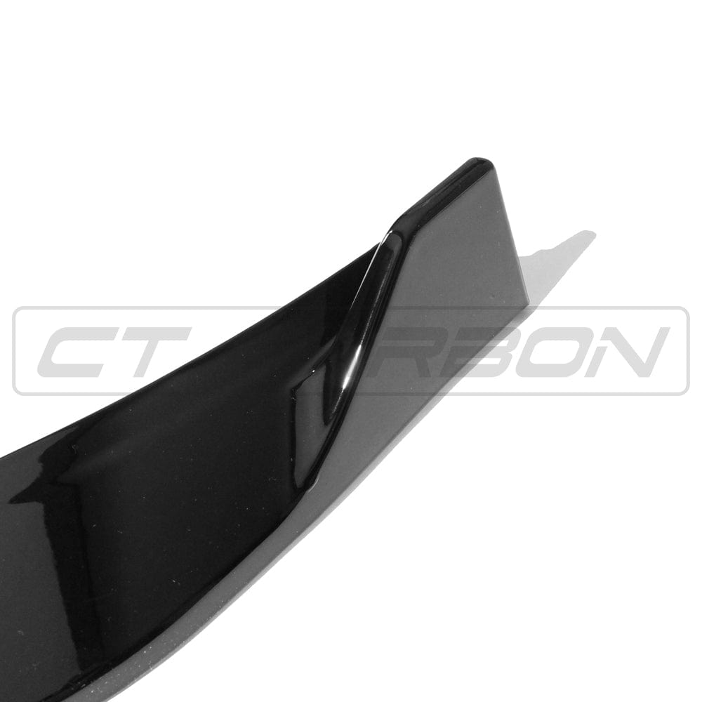 Gloss black splitter for Mercedes CLA-Class AMG-Line C118, made by CT Carbon, installed on the front lower bumper.