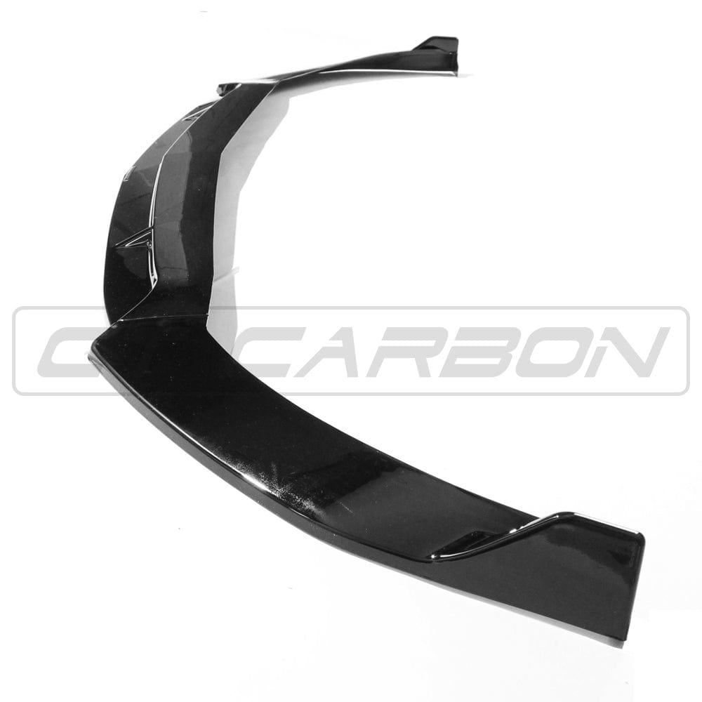 Gloss black splitter for Mercedes CLA-Class AMG-Line C118, designed by CT Carbon, featuring a sleek aerodynamic look.