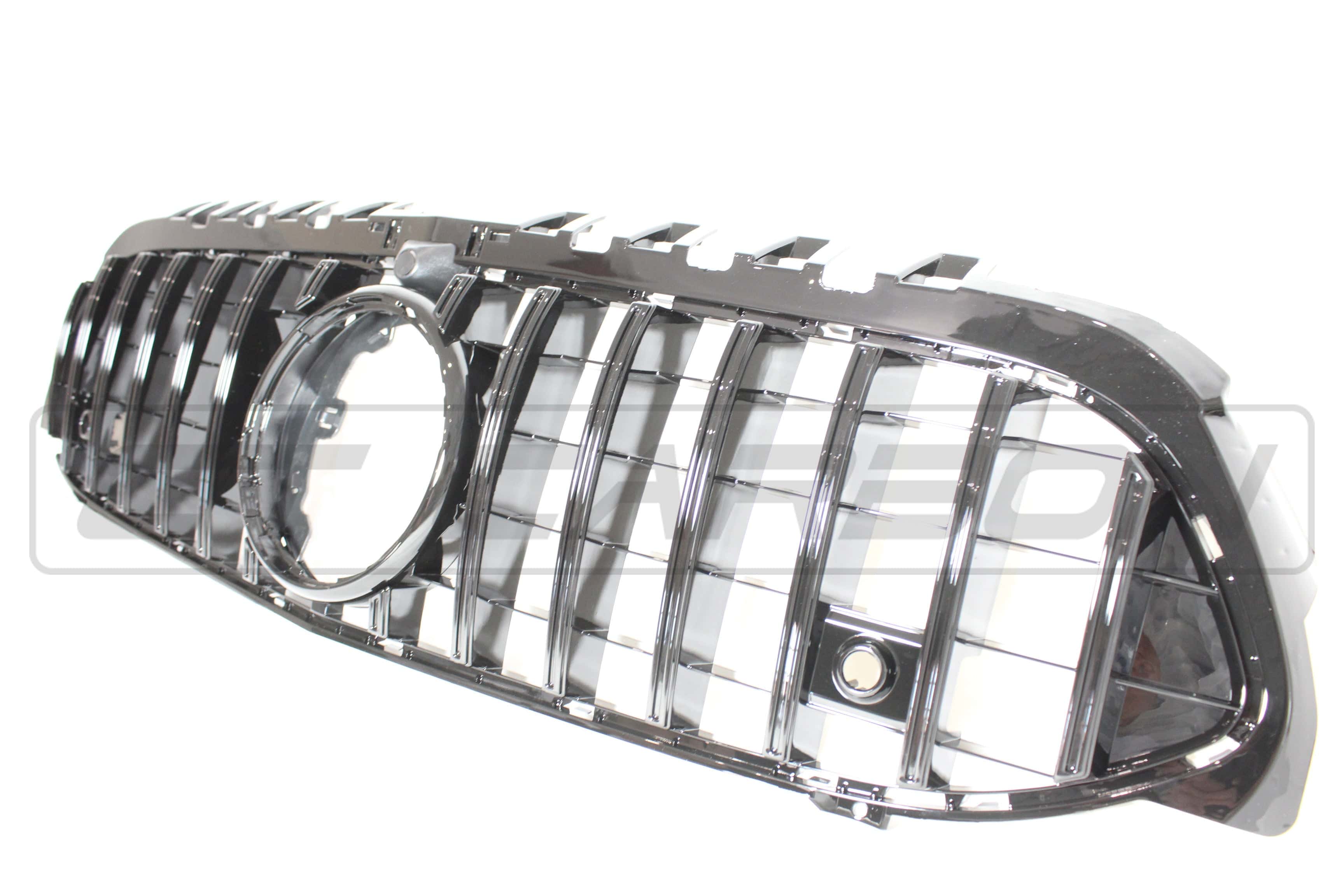 Mercedes W177/V177 A-Class front end pack by CT Carbon in gloss black, featuring sleek bumper and grille components.