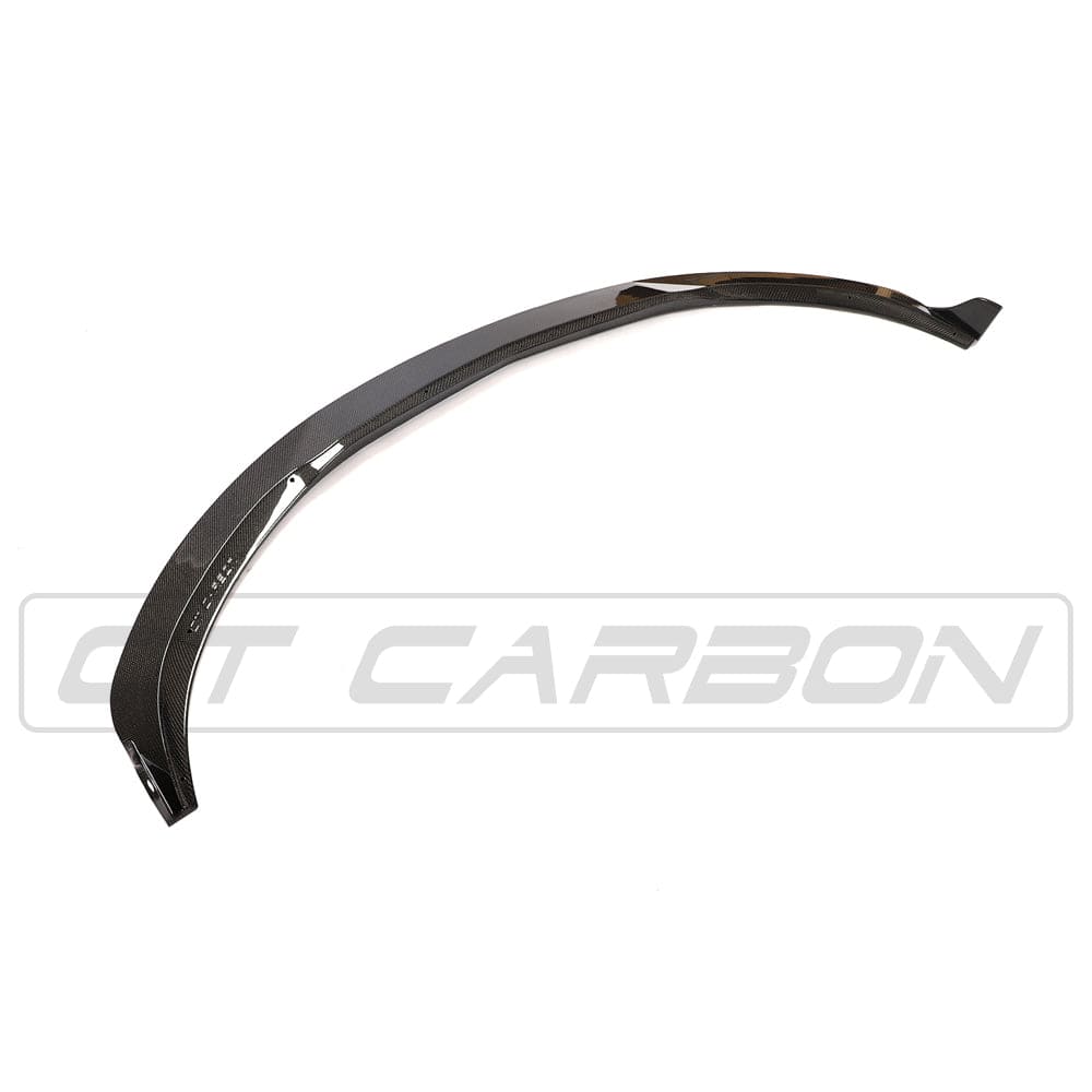 Mercedes W205 C63 coupe convertible carbon fibre splitter by CT Carbon, front view showing sleek aerodynamic design and craftsmanship.