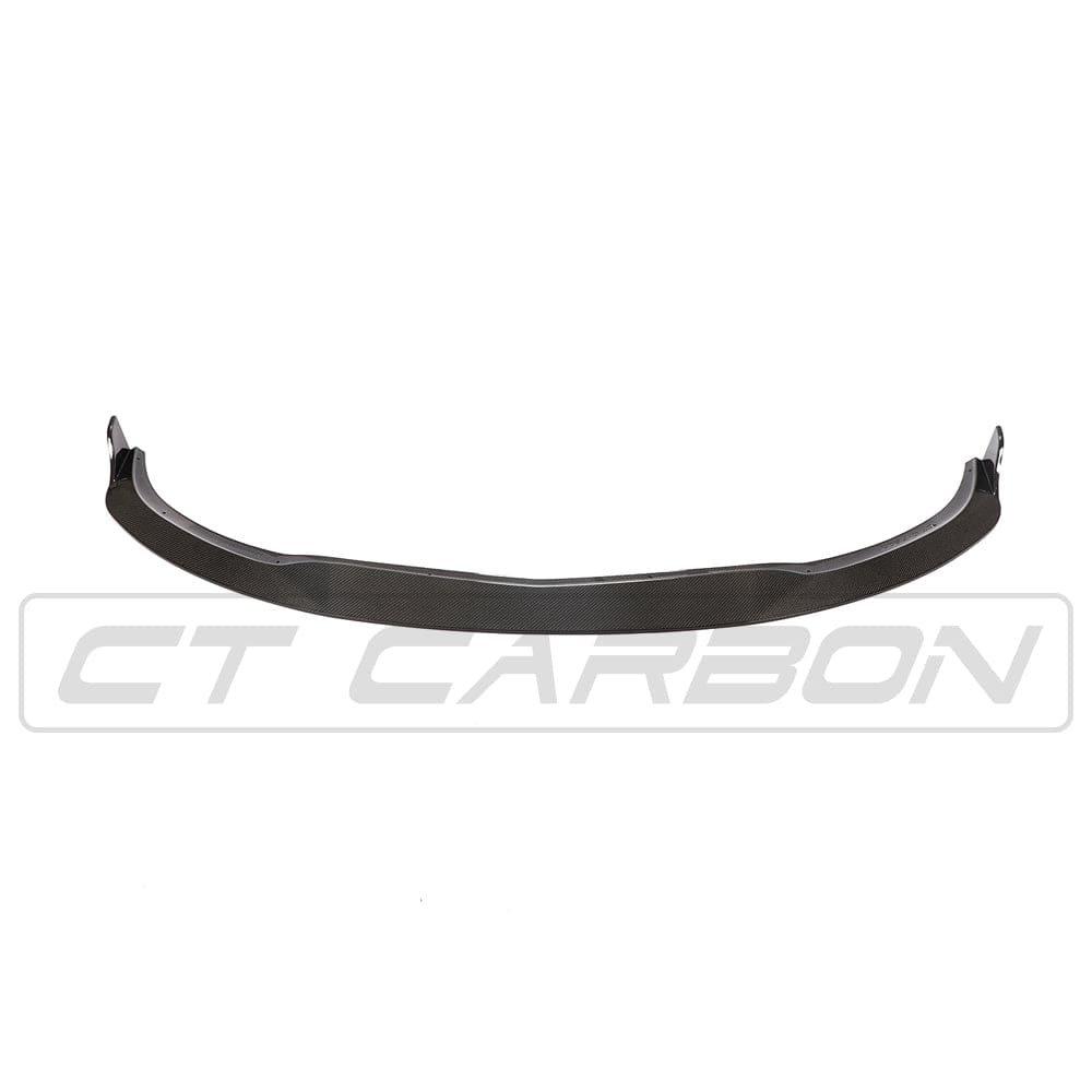 Carbon fiber splitter for Mercedes W205 C63 coupe and convertible by CT Carbon, V3 design with aerodynamic styling.