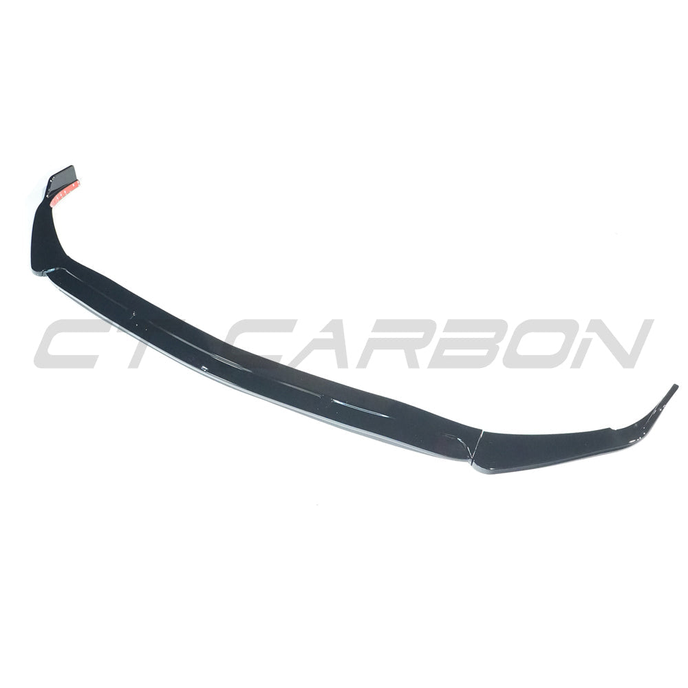 Mercedes W206 2021+ C-Class CT Carbon gloss black 3-piece splitter installed on front bumper, enhancing sporty look.