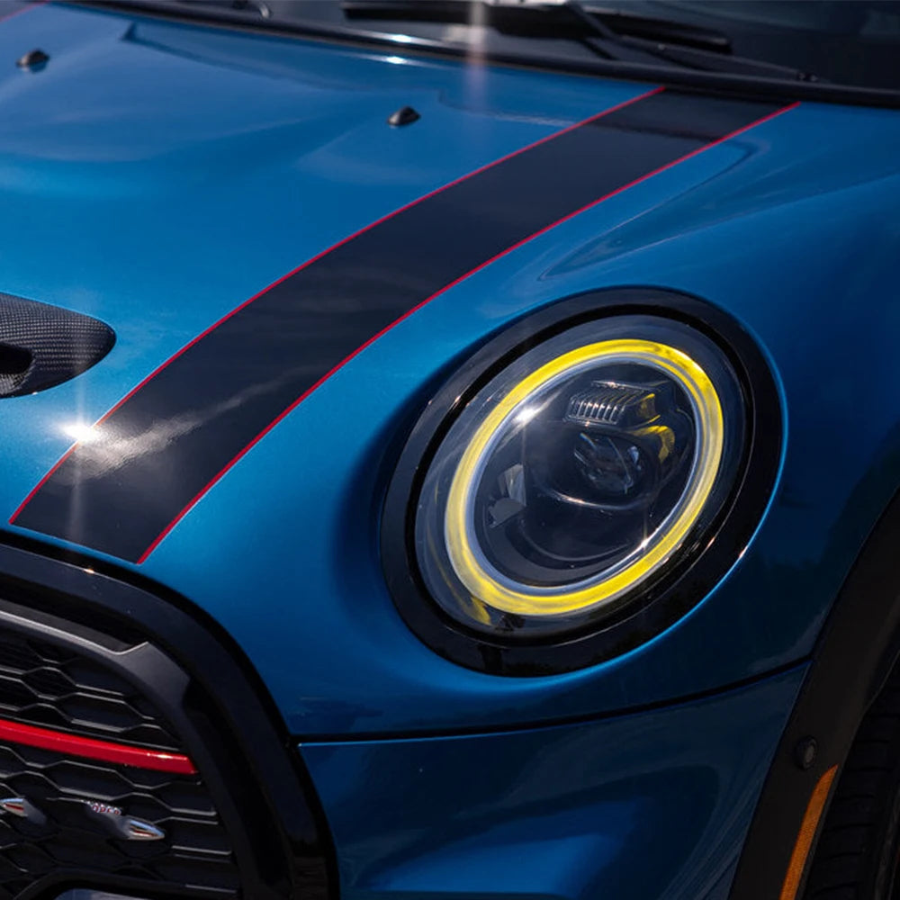 Yellow adaptive LED daytime running light module set for Mini Cooper F54, F55, F56, F57 2018-2022 LCI by CT Carbon.