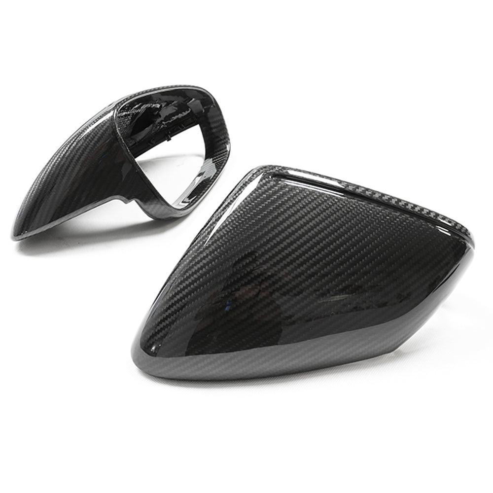 Porsche 911 992 carbon fibre side mirrors by CT Carbon, RHD compatible, featuring sleek, lightweight design for enhanced vehicle style.